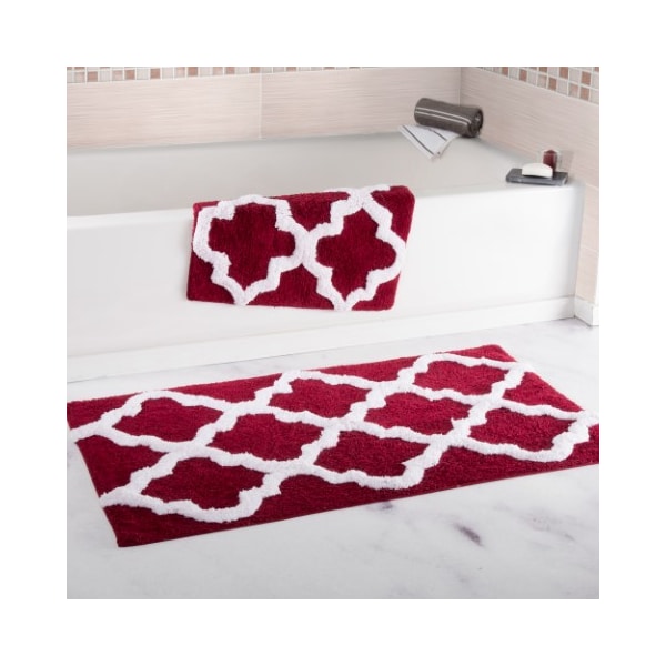 Hastings Home 100 Percent Cotton 2 Piece Trellis Bathroom Mat Set - Burgundy 878079UZH - main
